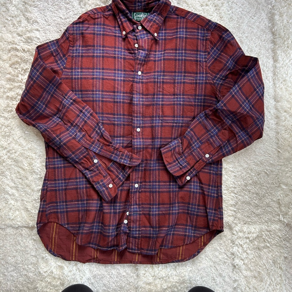 Gilman Bros Vintage Red and Blue Casual Checker sButton Down Shirt